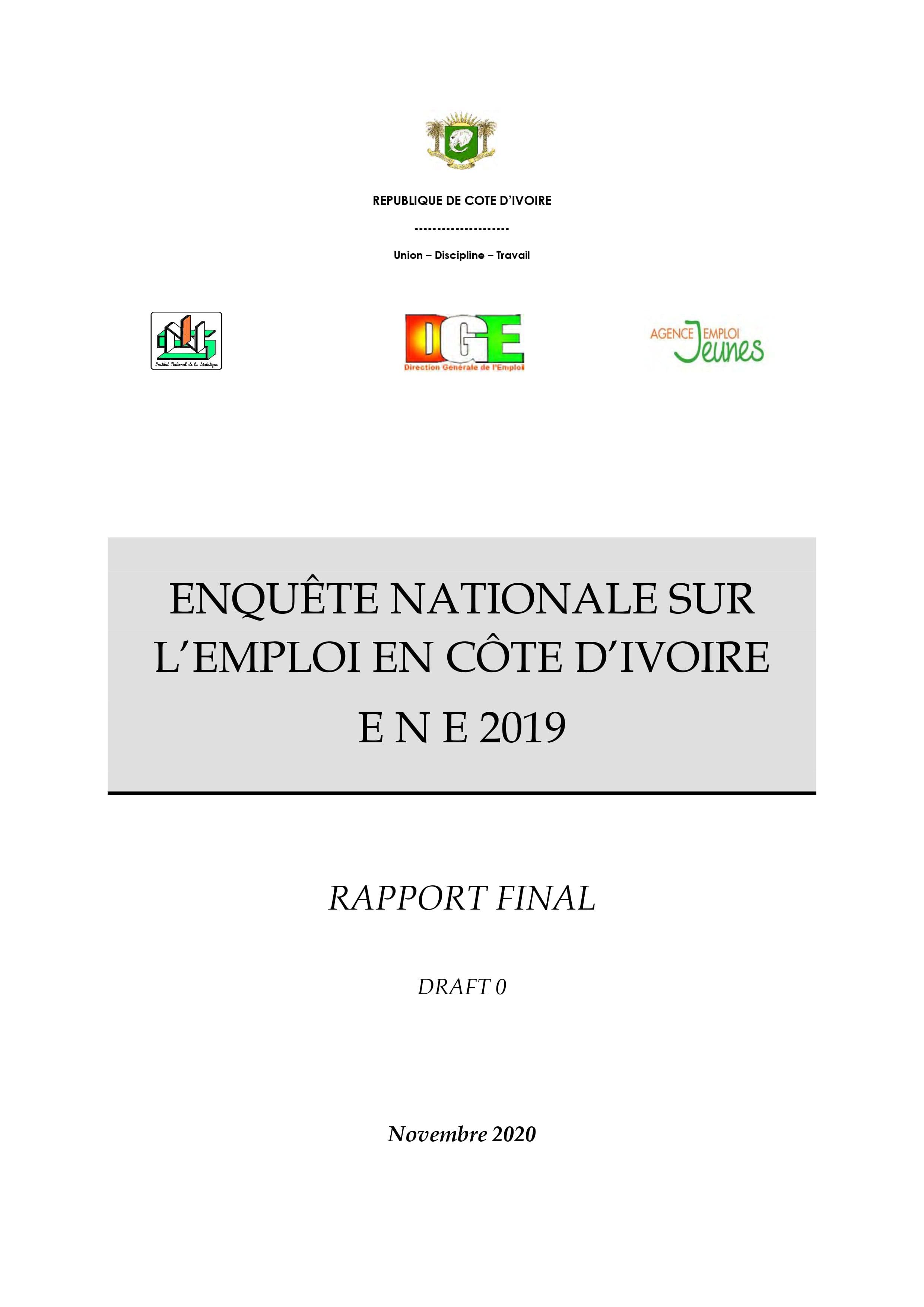 RAPPORT - ENQUÊTE NATIONALE SUR L’EMPLOI EN CÔTE D’IVOIRE (ENE 2019)