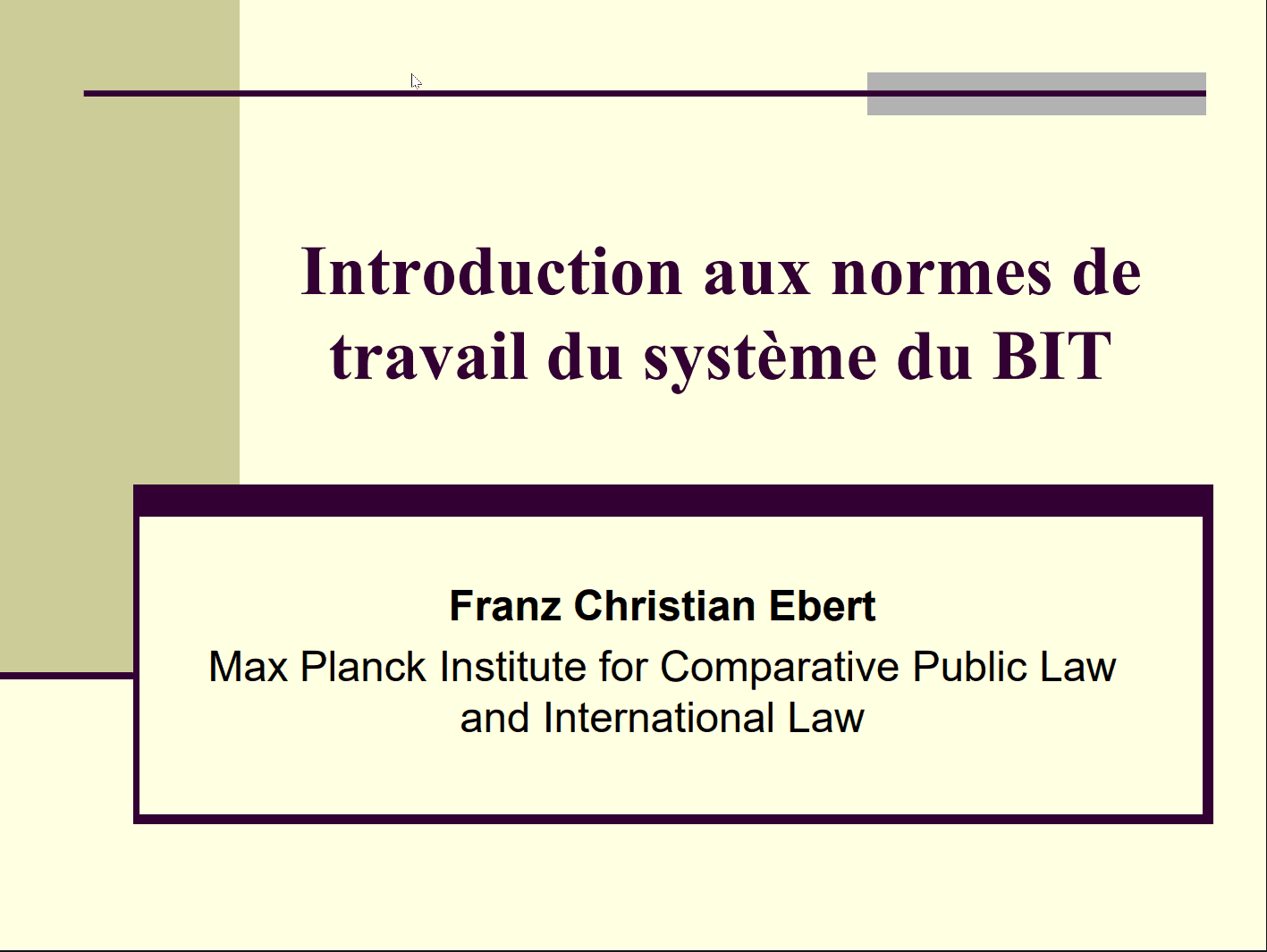 Introduction aux normes de travail du système du BIT